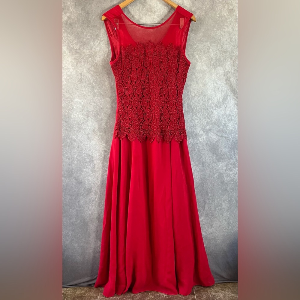 Lenovia Maxi Dress Women Large L Red Vintage Prom Bridal Evening Luxury Made USA